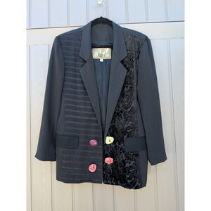 Delah Womens Blazer Sz S Black Lined 80s MSRP $330